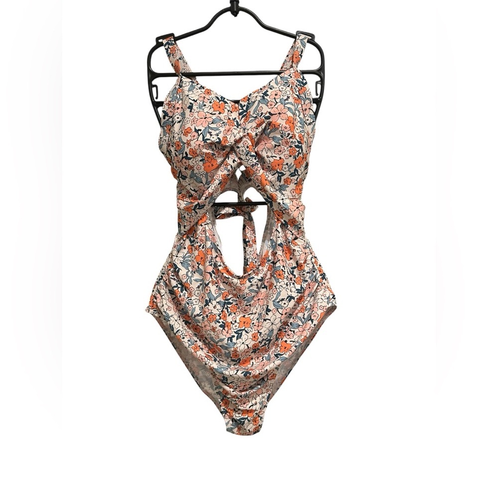 🌺 a.Jesdani Floral Cutout One‑Piece Swimsuit – XXL – Tummy Control, Push‑Up - Picture 3 of 9